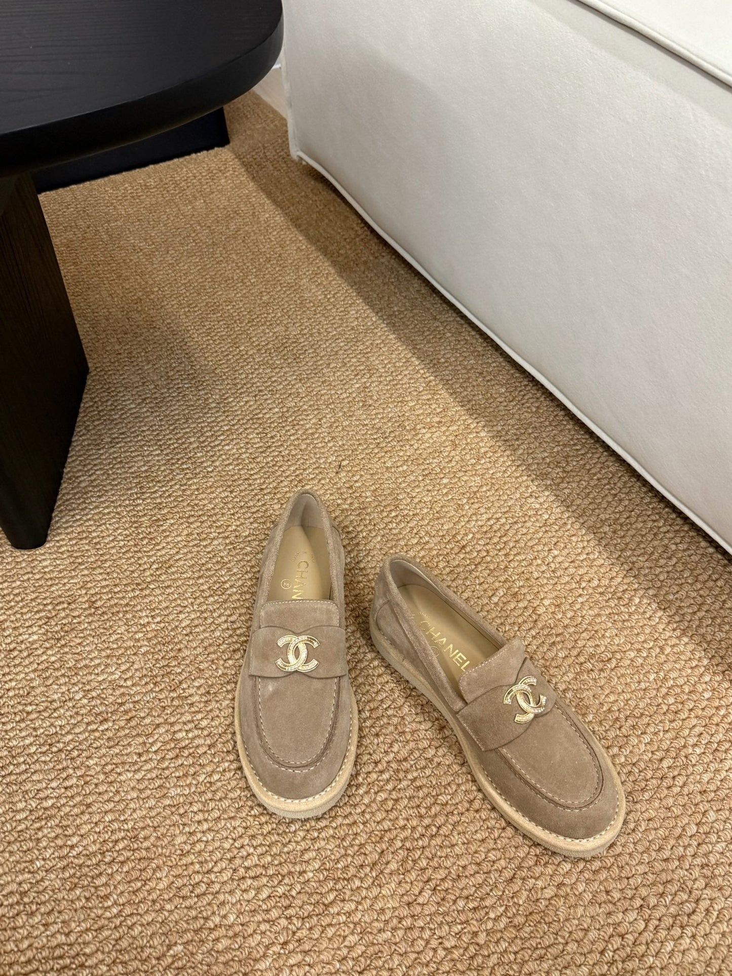 CHANEL 26S LOAFER IN TAUPE BROWN SUEDE CC LOGO mysite