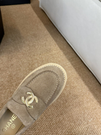 CHANEL 26S LOAFER IN TAUPE BROWN SUEDE CC LOGO mysite