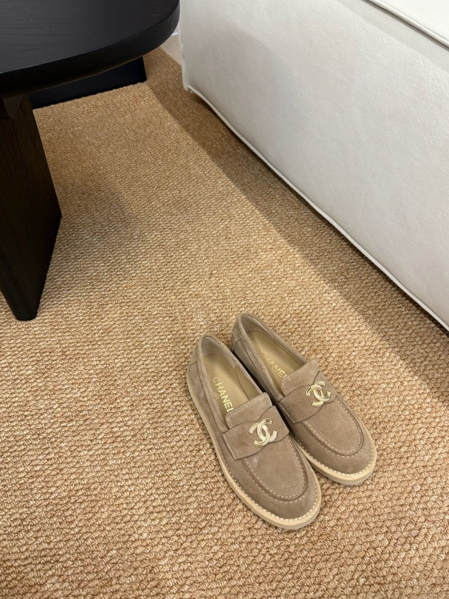 CHANEL 26S LOAFER IN TAUPE BROWN SUEDE CC LOGO mysite