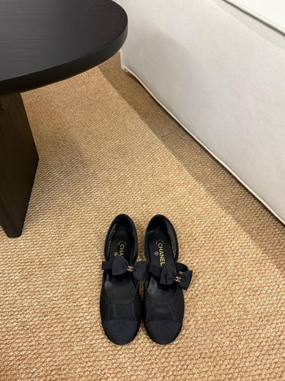 26S MARY JANE FLATS IN BLACK MESH RIBBON STRAP CAP TOE mysite
