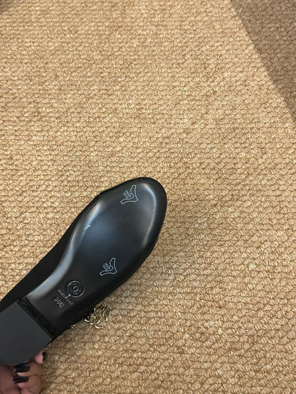 26S MARY JANE PEARL STRAP FLATS IN BLACK CALFSKIN mysite