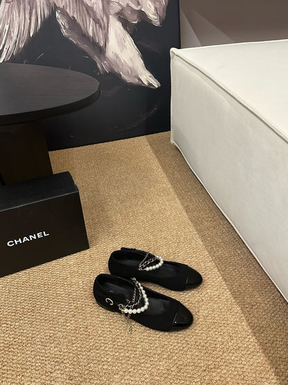 26S MARY JANE PEARL STRAP FLATS IN BLACK CALFSKIN mysite
