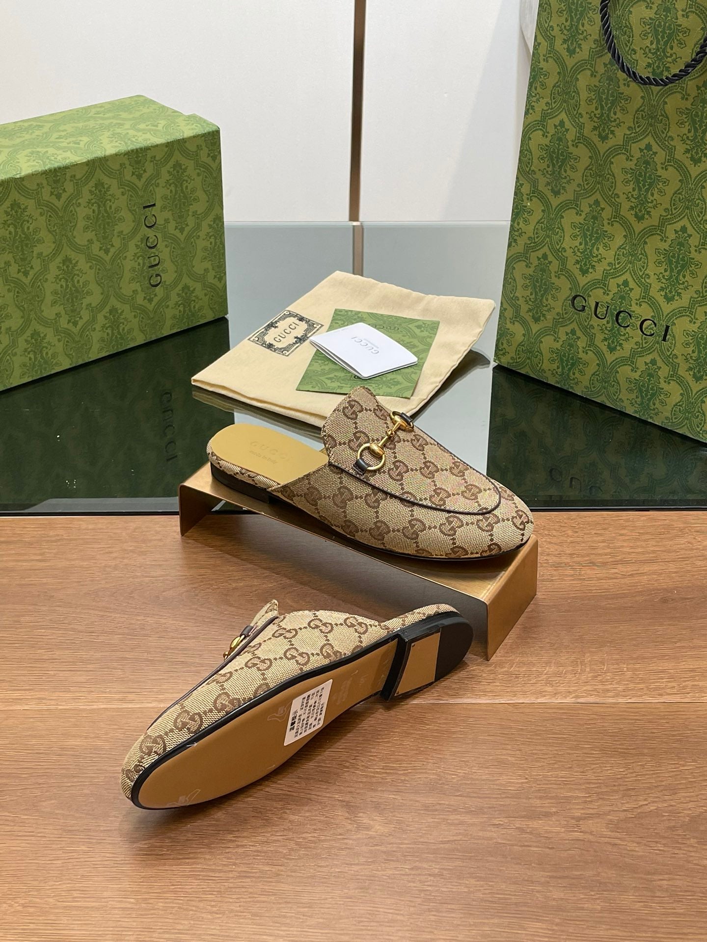 GG PRINCETOWN MULES LIGHT BROWN FABRIC mysite