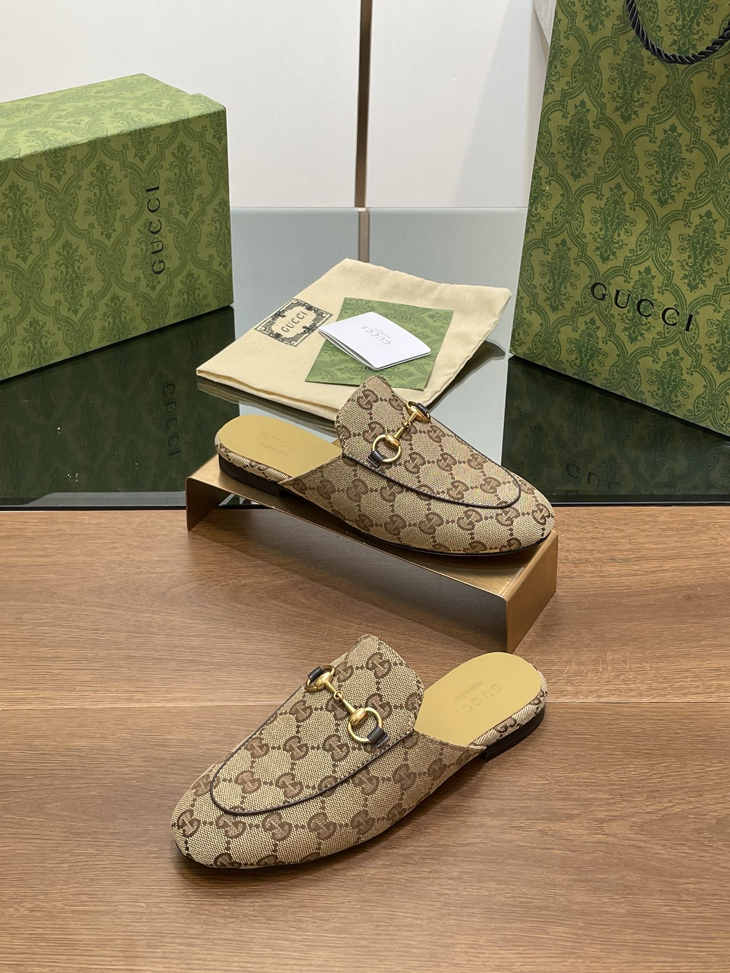 GG PRINCETOWN MULES LIGHT BROWN FABRIC mysite