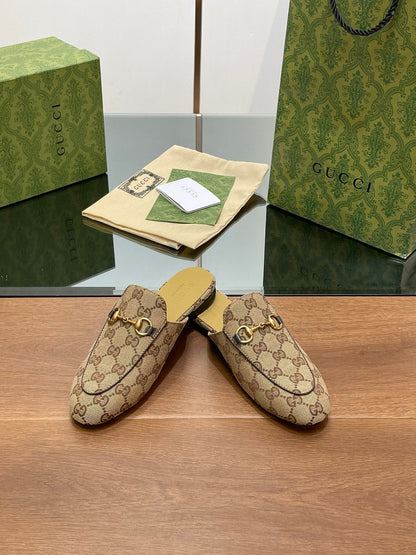 GG PRINCETOWN MULES LIGHT BROWN FABRIC mysite