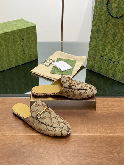 GG PRINCETOWN MULES LIGHT BROWN FABRIC mysite