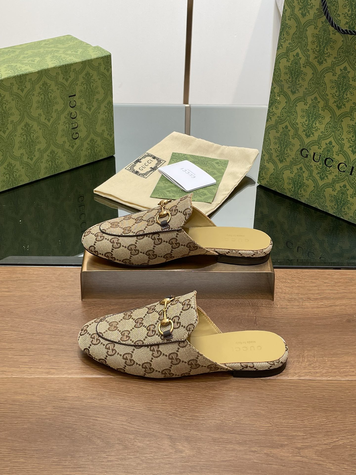 GG PRINCETOWN MULES LIGHT BROWN FABRIC mysite