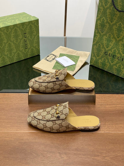 GG PRINCETOWN MULES LIGHT BROWN FABRIC mysite