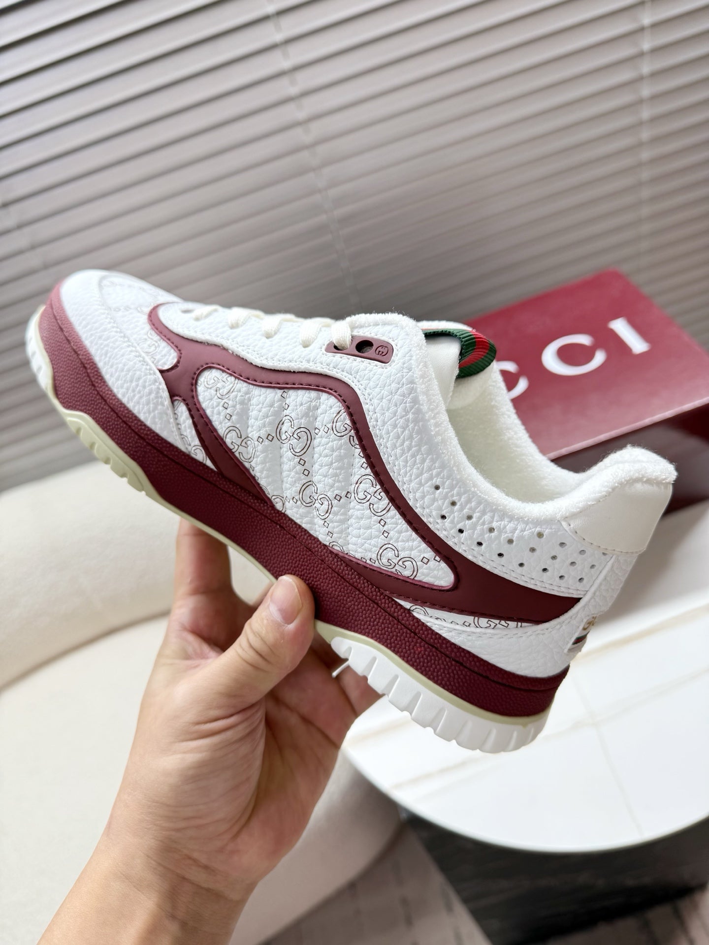 GUCCI 26S MAC80 SNEAKER IN WHITE AND RED LEATHER mysite