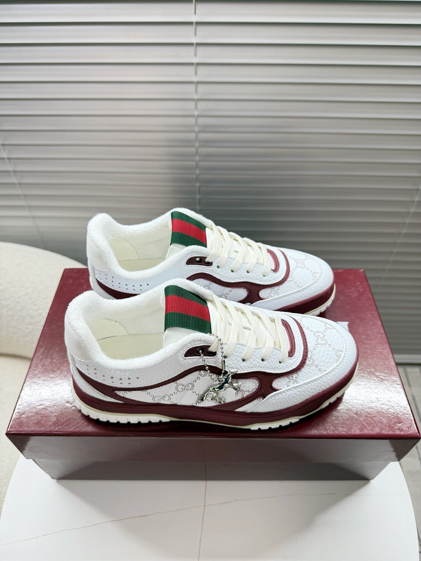 GUCCI 26S MAC80 SNEAKER IN WHITE AND RED LEATHER mysite
