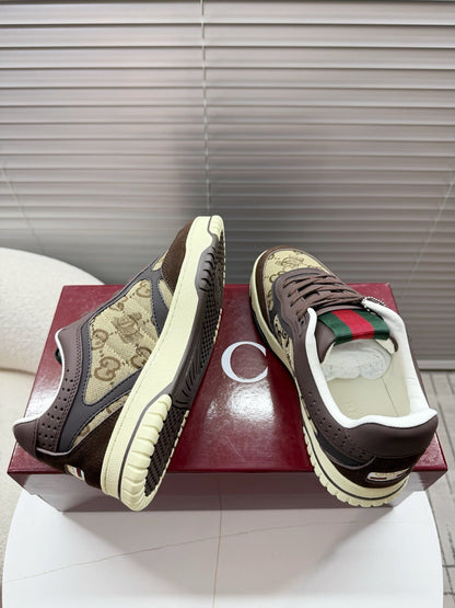 GUCCI 26S MAC80 SNEAKER IN BEIGE CANVAS AND DARK BROWN LEATHER mysite