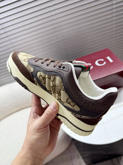 GUCCI 26S MAC80 SNEAKER IN BEIGE CANVAS AND DARK BROWN LEATHER mysite