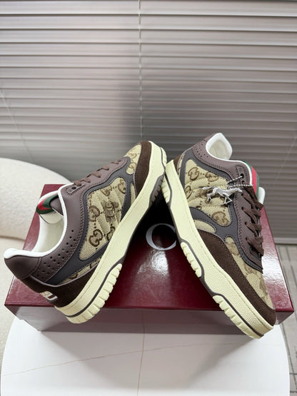 GUCCI 26S MAC80 SNEAKER IN BEIGE CANVAS AND DARK BROWN LEATHER mysite