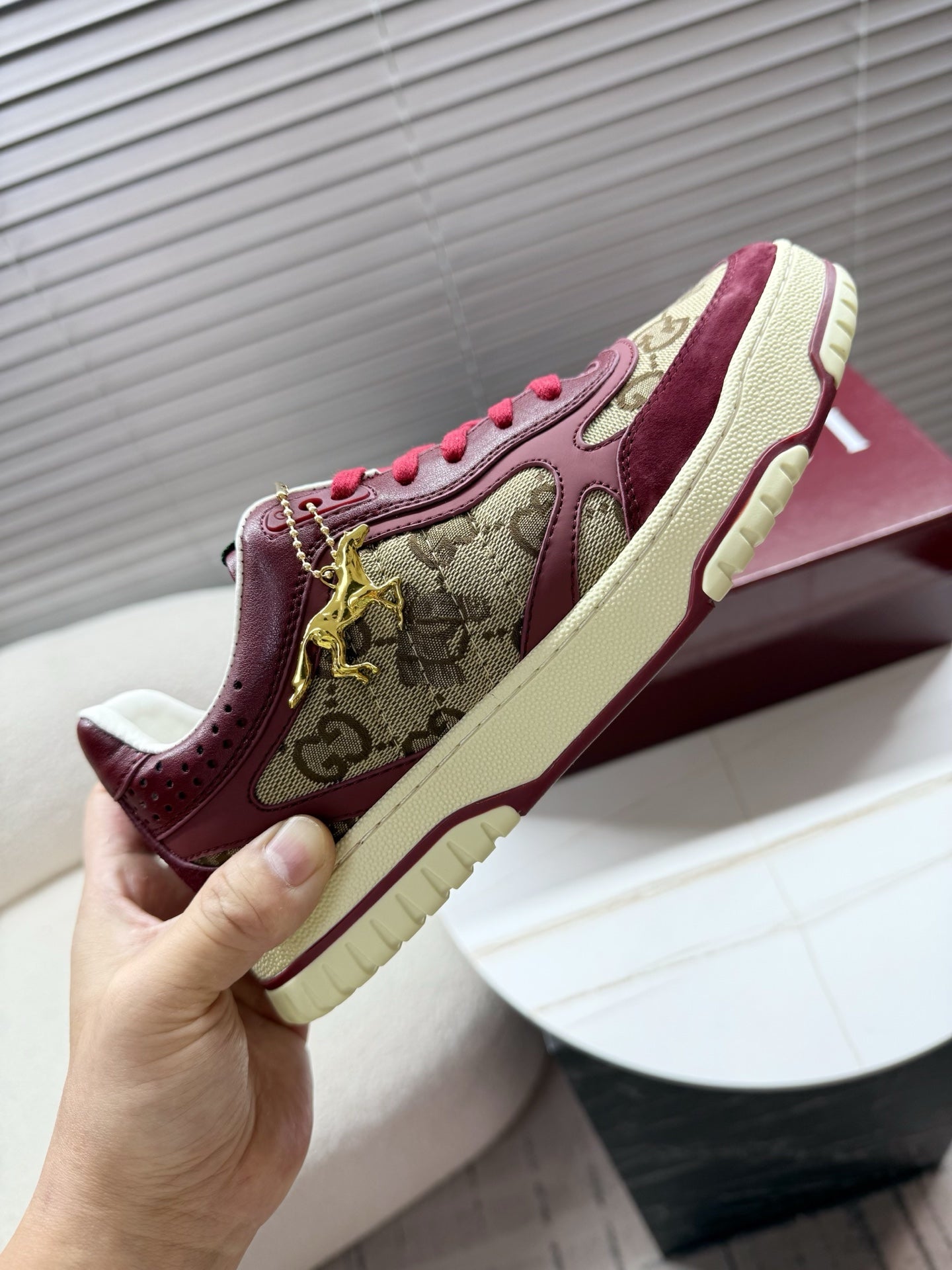 26S MAC80 SNEAKER IN BEIGE CANVAS AND DARK RED LEATHER mysite