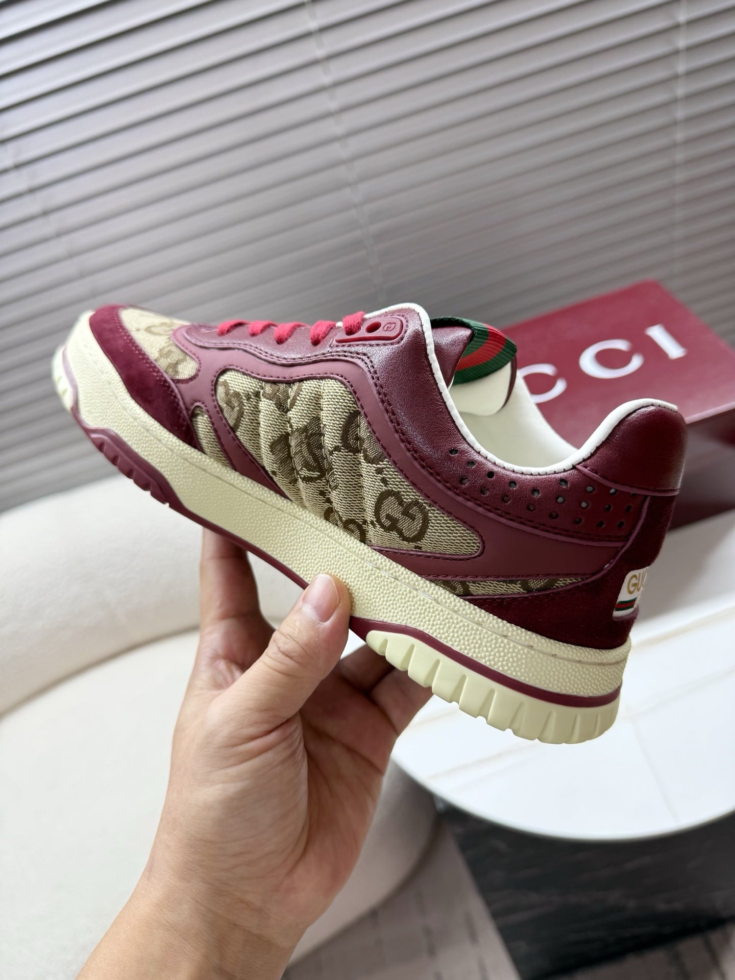 26S MAC80 SNEAKER IN BEIGE CANVAS AND DARK RED LEATHER mysite