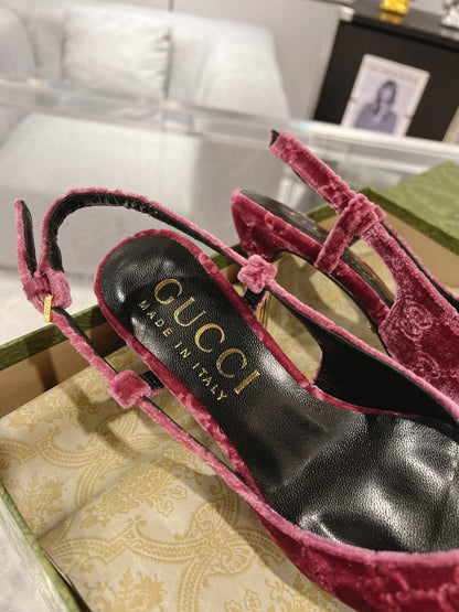 GG SLINGBACK HIGH HEEL PUMP MAGENTA VELVET mysite