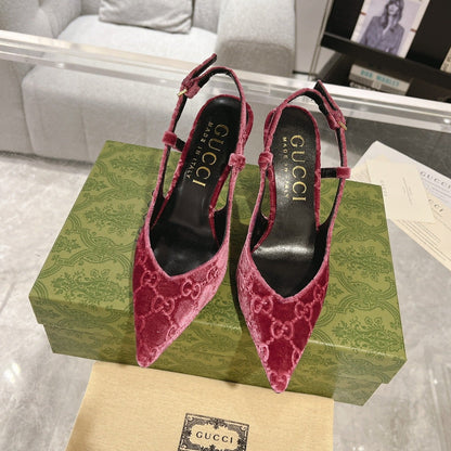 GG SLINGBACK HIGH HEEL PUMP MAGENTA VELVET mysite