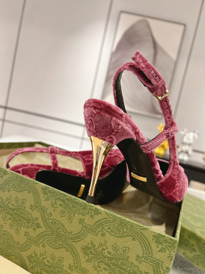 GG SLINGBACK HIGH HEEL PUMP MAGENTA VELVET mysite
