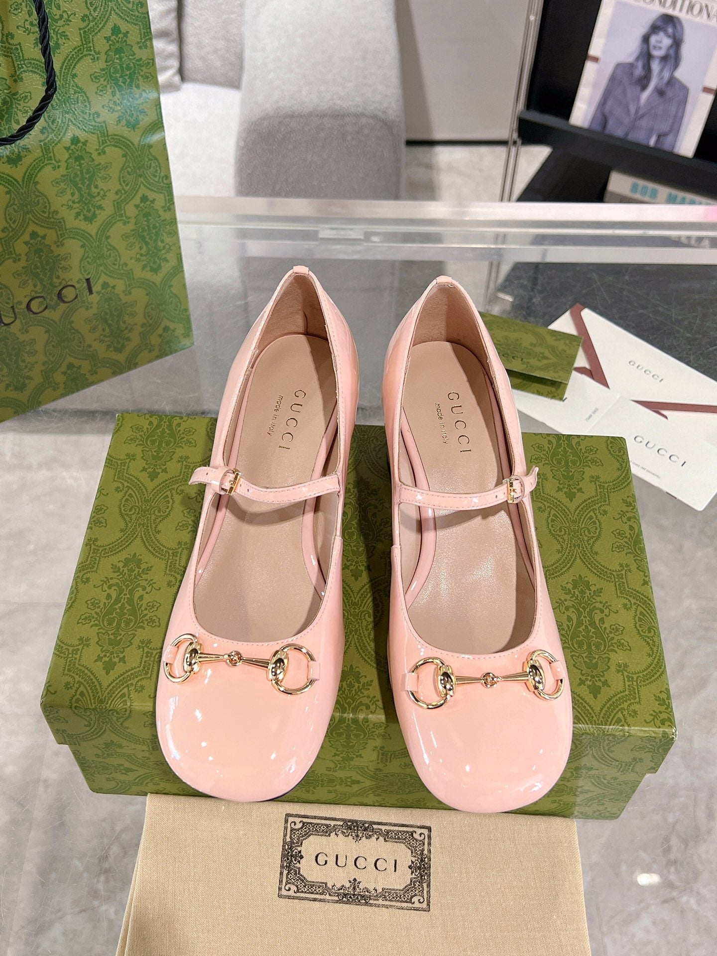 HORSEBIT MARY JANE HEEL IN LIGHT PINK CALFSKIN GOLD HARDWARE mysite