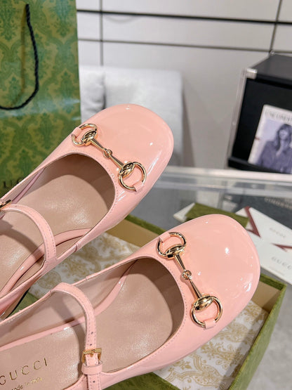 HORSEBIT MARY JANE HEEL IN LIGHT PINK CALFSKIN GOLD HARDWARE mysite