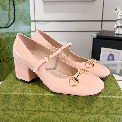HORSEBIT MARY JANE HEEL IN LIGHT PINK CALFSKIN GOLD HARDWARE mysite