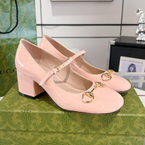 HORSEBIT MARY JANE HEEL IN LIGHT PINK CALFSKIN GOLD HARDWARE mysite