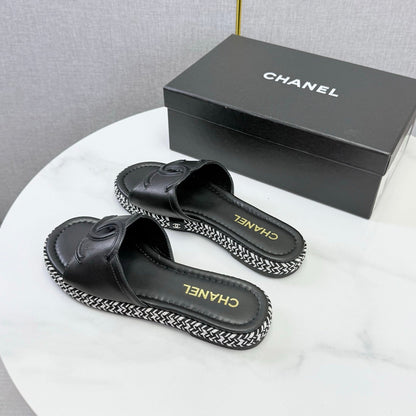 26S PLATFORM SLIDES IN BLACK LAMBSKIN WITH CC LOGO mysite
