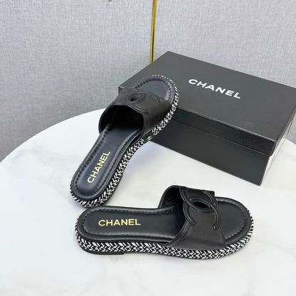26S PLATFORM SLIDES IN BLACK LAMBSKIN WITH CC LOGO mysite