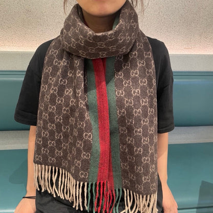 SCARF 200 CM IN DARK BROWN MONOGRAM CASHMERE 399765 mysite