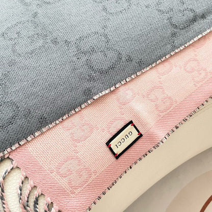 SCARF 195 CM IN SHARK GRAY AND LIGHT PINK CASHMERE 401404 mysite