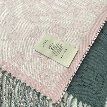 SCARF 195 CM IN SHARK GRAY AND LIGHT PINK CASHMERE 401404 mysite
