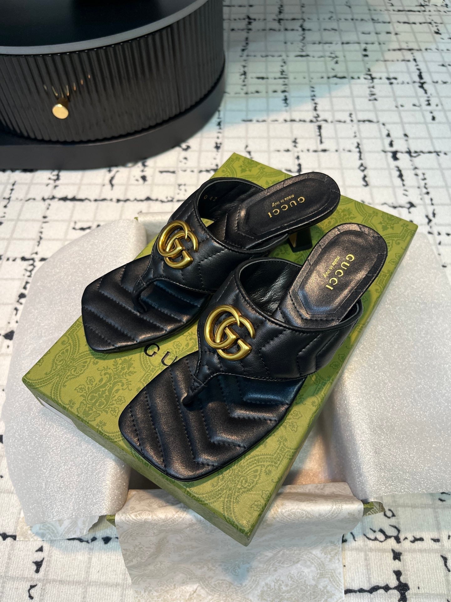 GG THONG SANDALS 55 BLACK CALKSKIN mysite