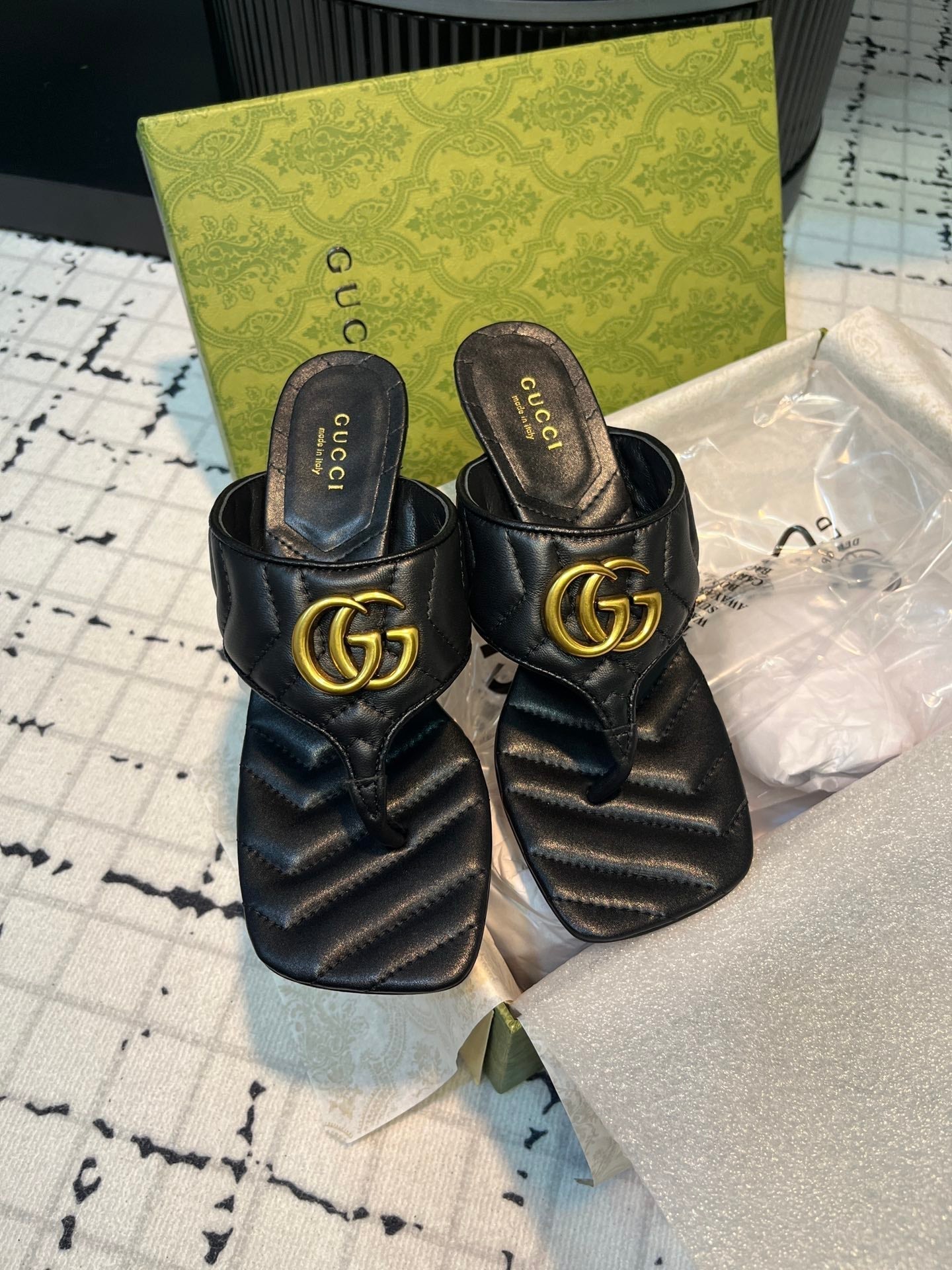GG THONG SANDALS 55 BLACK CALKSKIN mysite