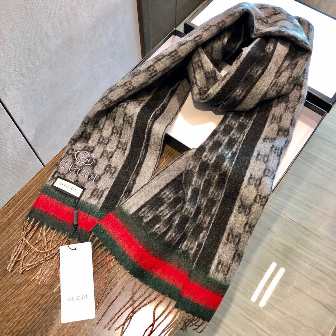 SCARF 180 CM IN MONOGRAM MEDIUM BROWN CASHMERE 405327 mysite