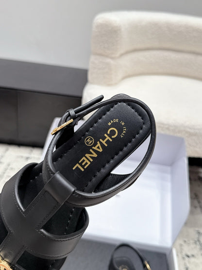 26S SANDALS IN BLACK CALFSKIN WITH GOLD HARDWARE mysite