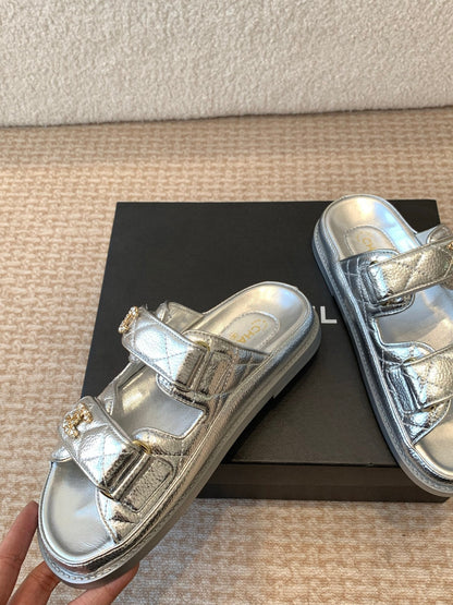 DAD SANDAL IN SILVER SHEEPSKIN MULE mysite