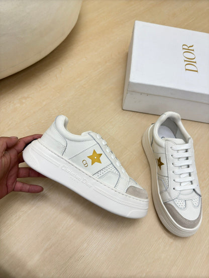 GOLD STAR PLATFORM SNEAKER IN WHITE CALFSKIN AND SUEDE mysite