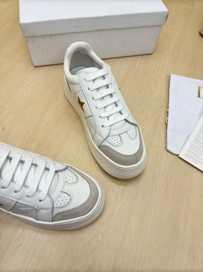 GOLD STAR PLATFORM SNEAKER IN WHITE CALFSKIN AND SUEDE mysite