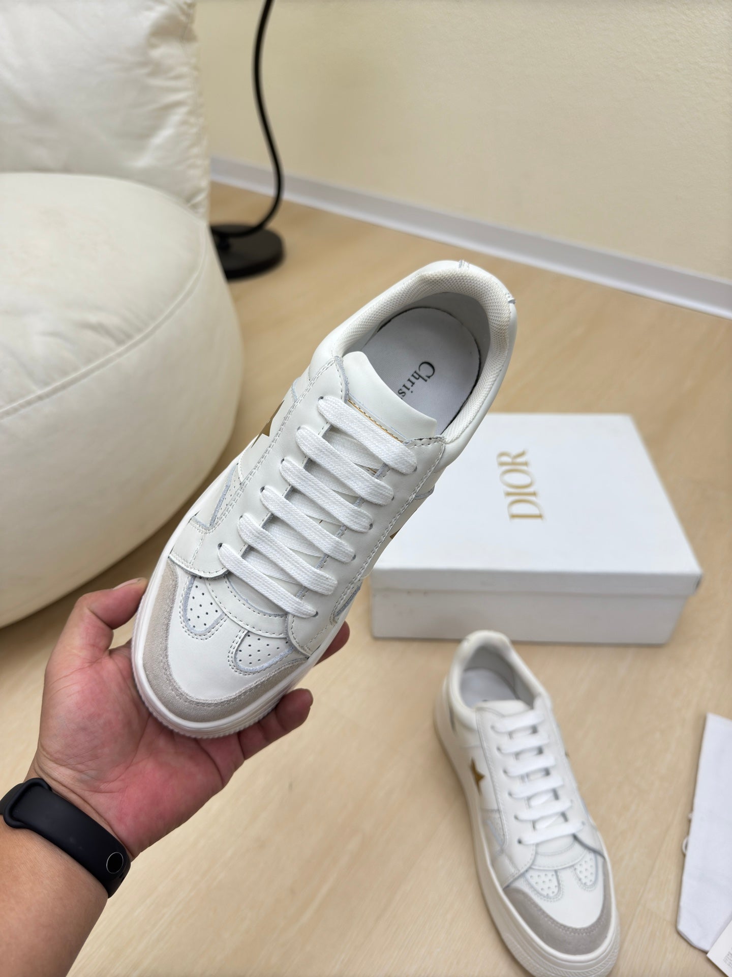 GOLD STAR PLATFORM SNEAKER IN WHITE CALFSKIN AND SUEDE mysite