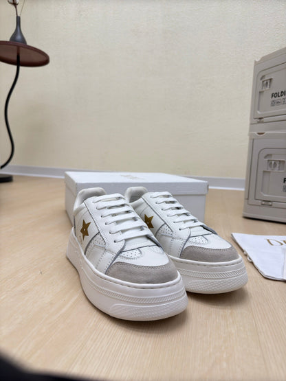GOLD STAR PLATFORM SNEAKER IN WHITE CALFSKIN AND SUEDE mysite