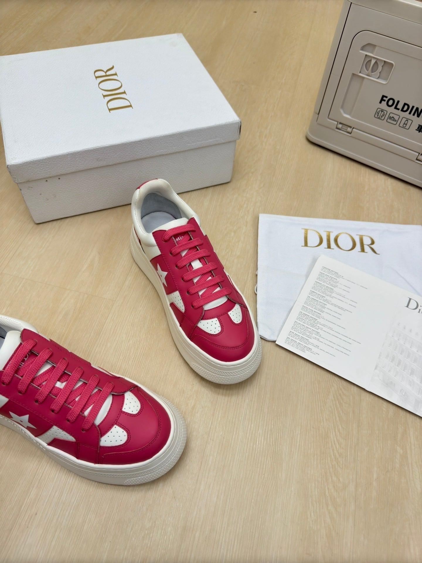 STAR PLATFORM SNEAKER IN WHITE MIX RED PINK CALFSKIN mysite