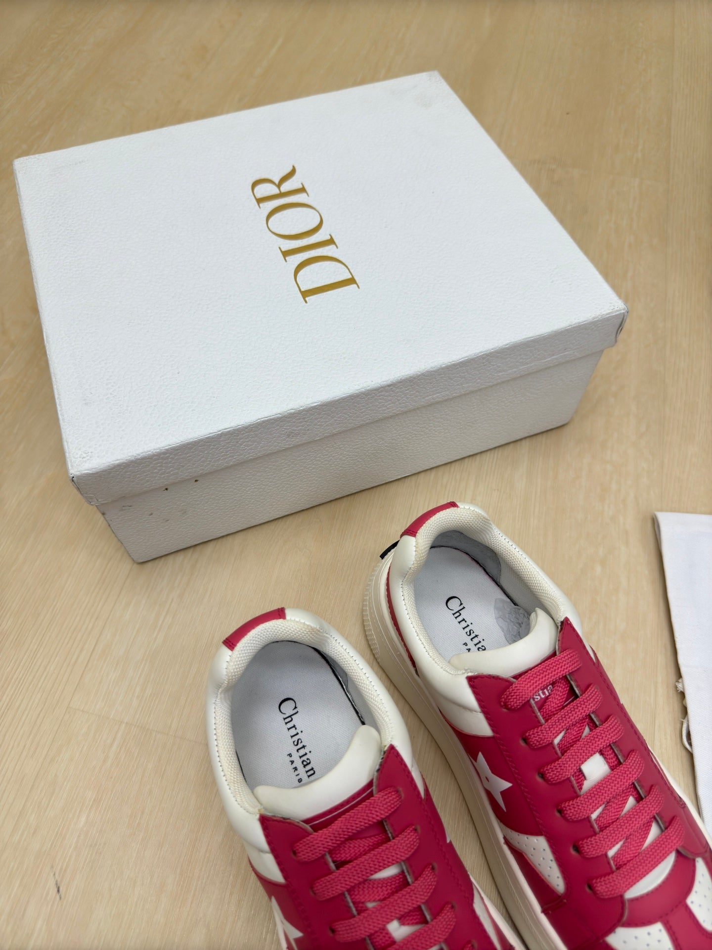 STAR PLATFORM SNEAKER IN WHITE MIX RED PINK CALFSKIN mysite
