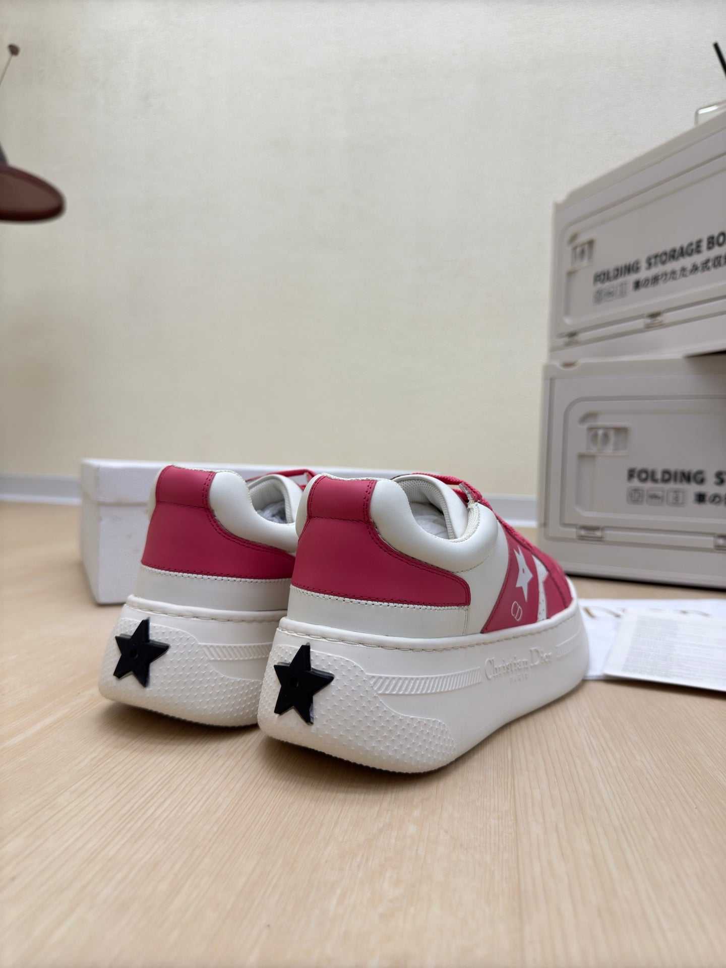 STAR PLATFORM SNEAKER IN WHITE MIX RED PINK CALFSKIN mysite
