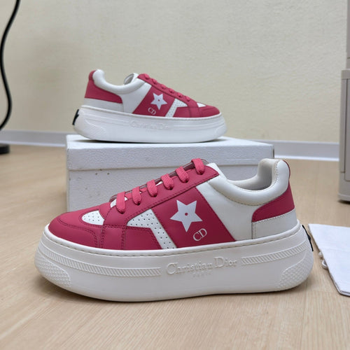 STAR PLATFORM SNEAKER IN WHITE MIX RED PINK CALFSKIN mysite