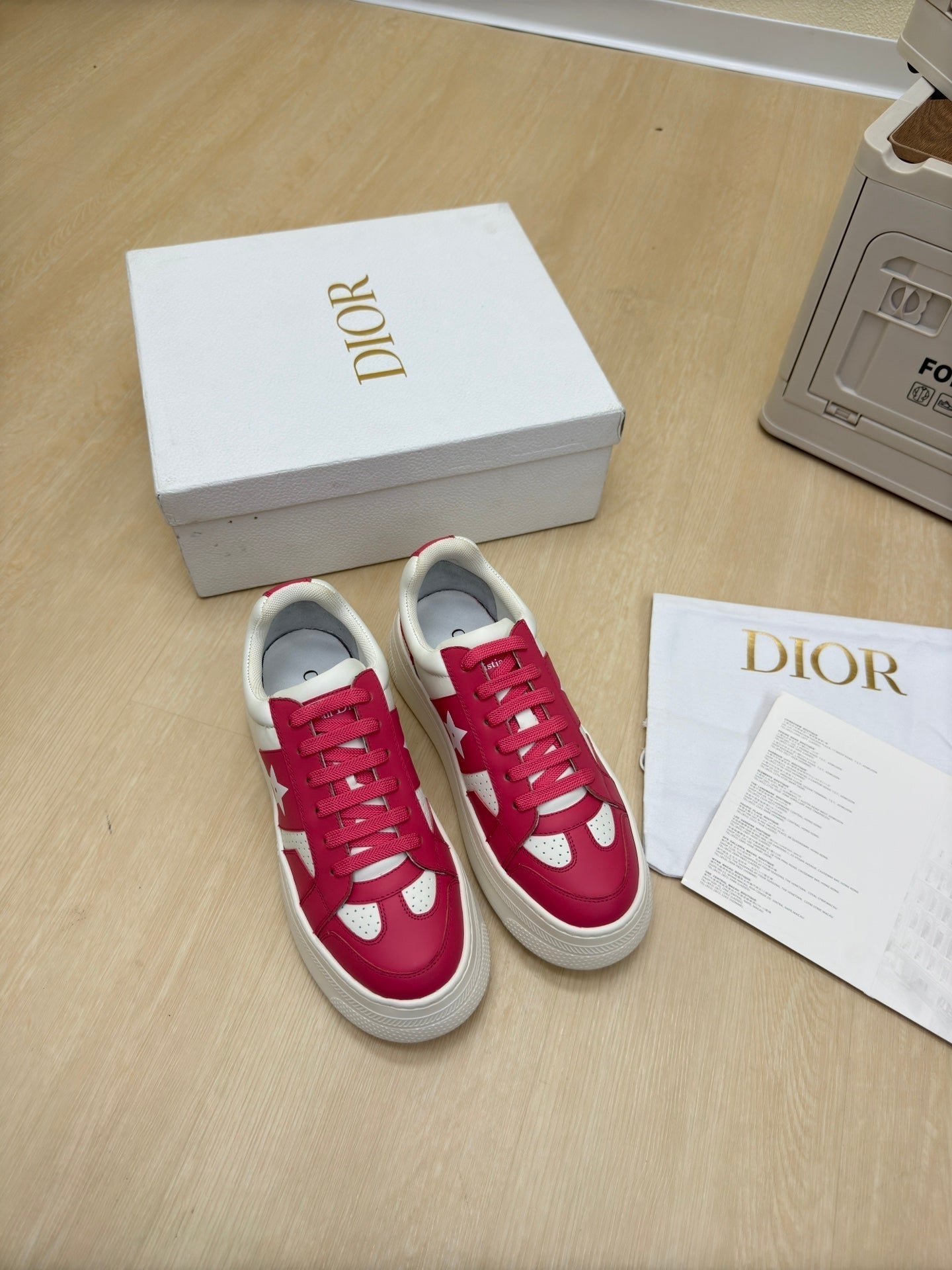 STAR PLATFORM SNEAKER IN WHITE MIX RED PINK CALFSKIN mysite