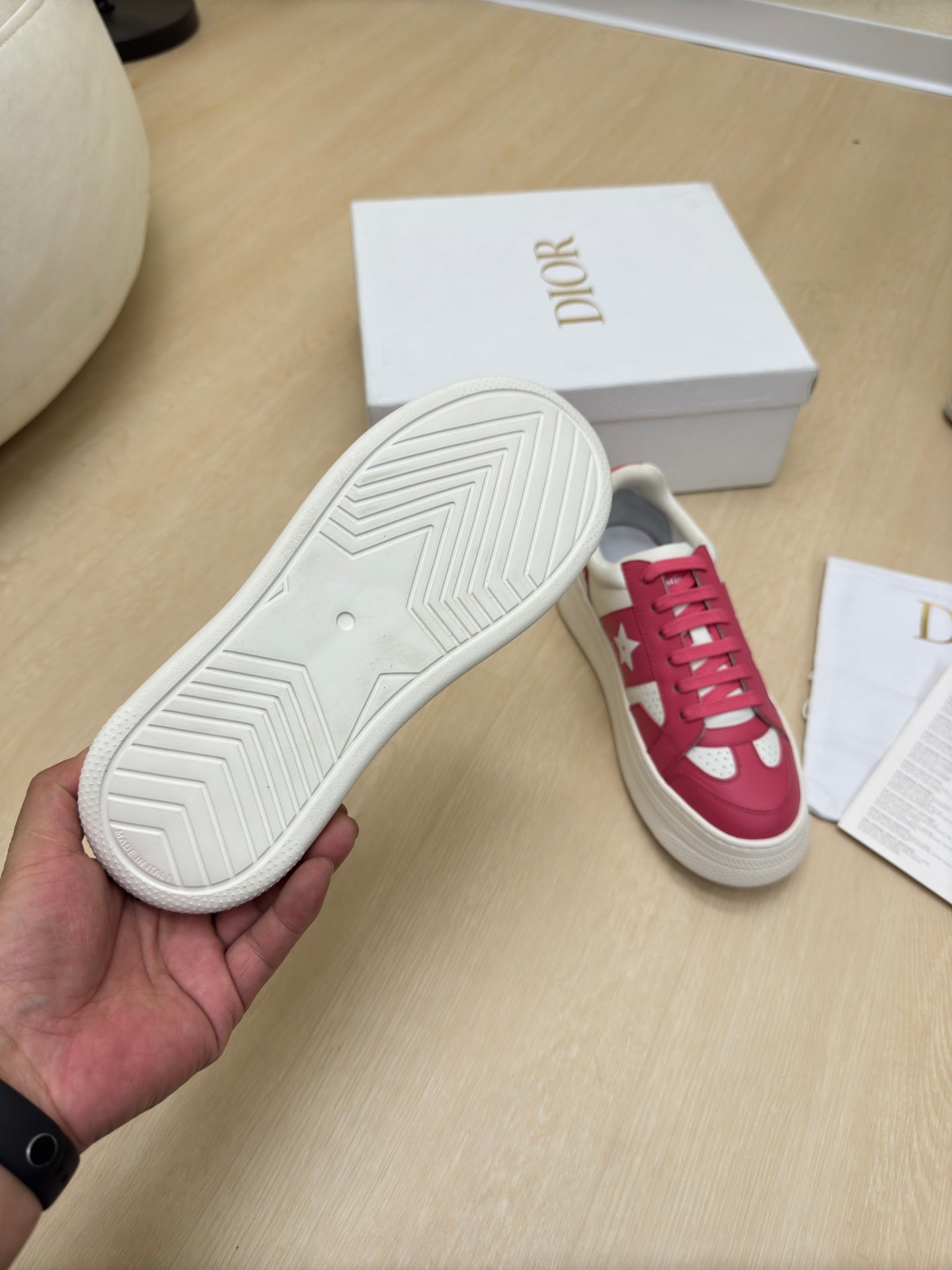 STAR PLATFORM SNEAKER IN WHITE MIX RED PINK CALFSKIN mysite