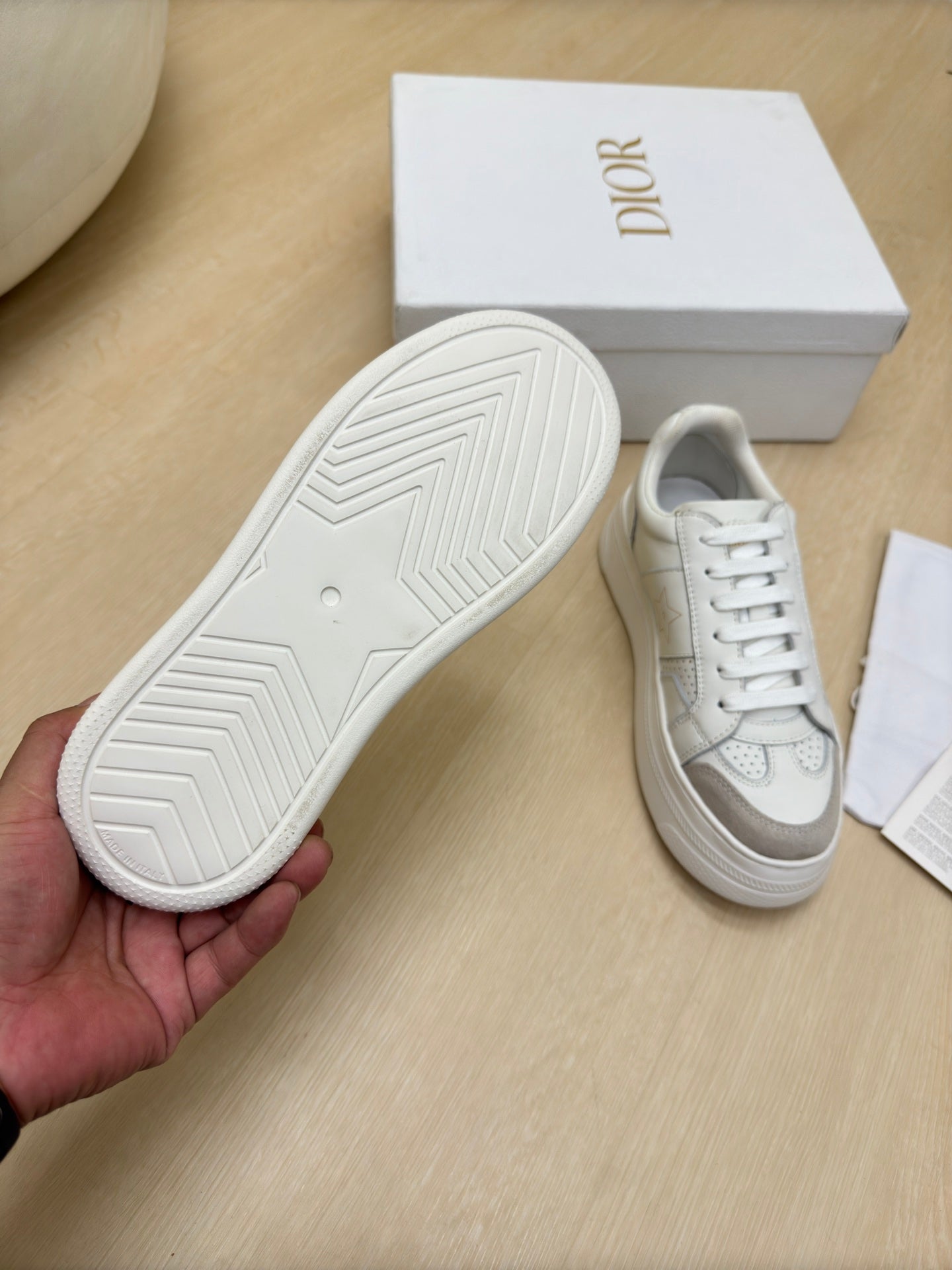 STAR PLATFORM SNEAKER IN WHITE CALFSKIN AND SUEDE mysite