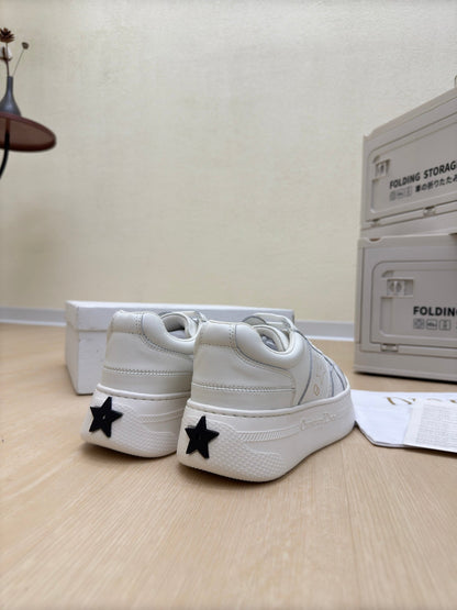 STAR PLATFORM SNEAKER IN WHITE CALFSKIN AND SUEDE mysite