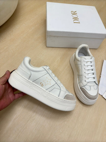 STAR PLATFORM SNEAKER IN WHITE CALFSKIN AND SUEDE mysite
