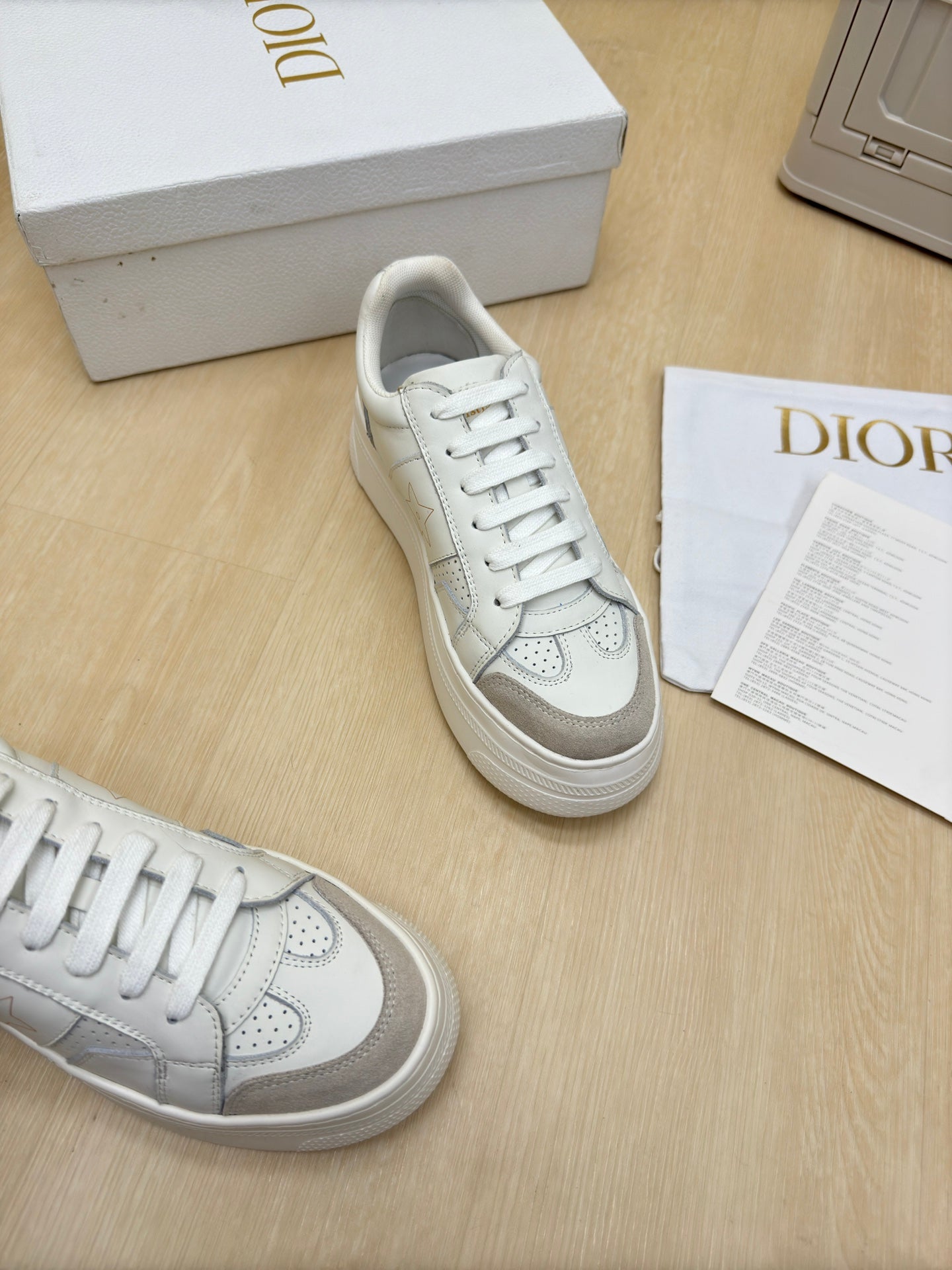 STAR PLATFORM SNEAKER IN WHITE CALFSKIN AND SUEDE mysite